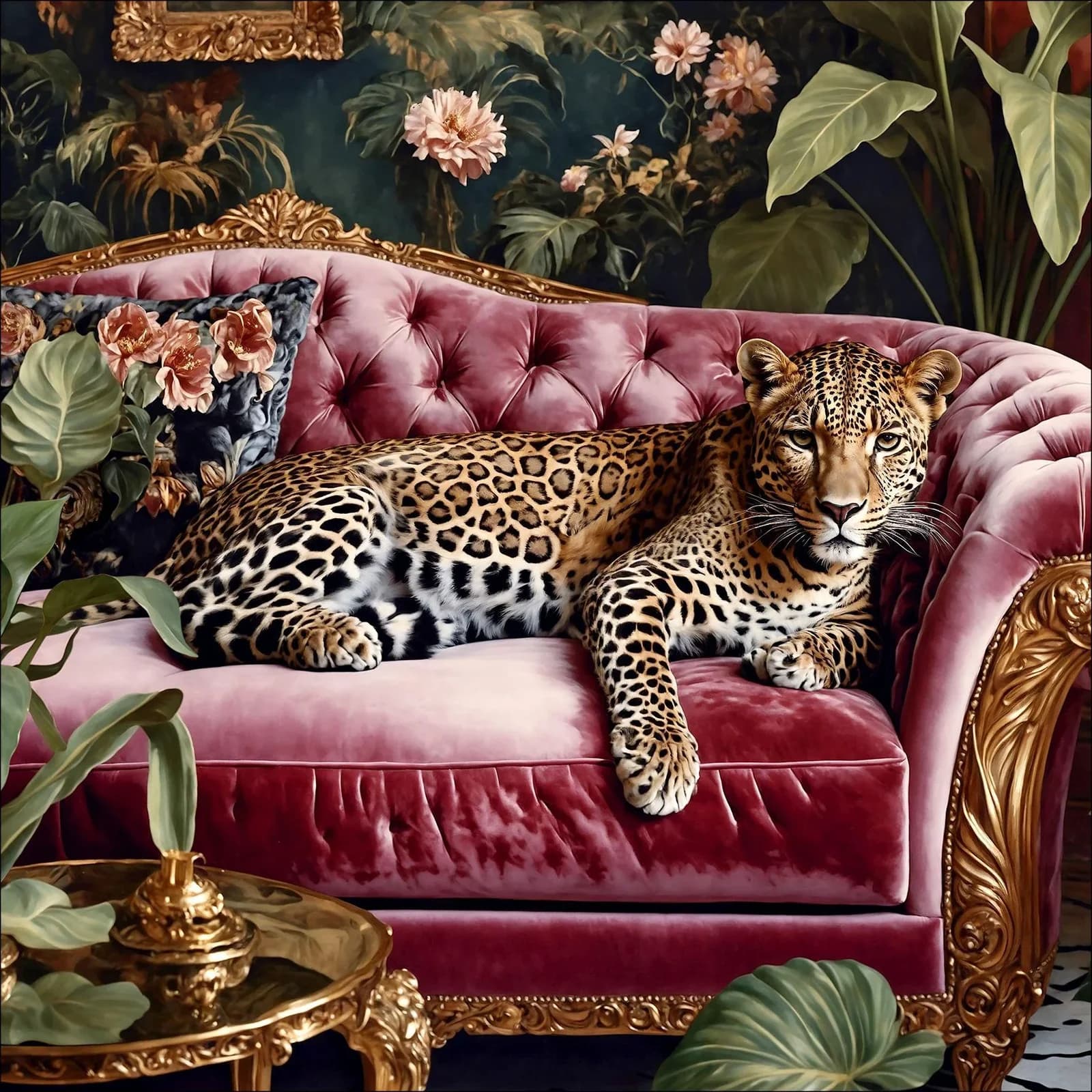 Glasbild BIG CAT Mehrfarbig