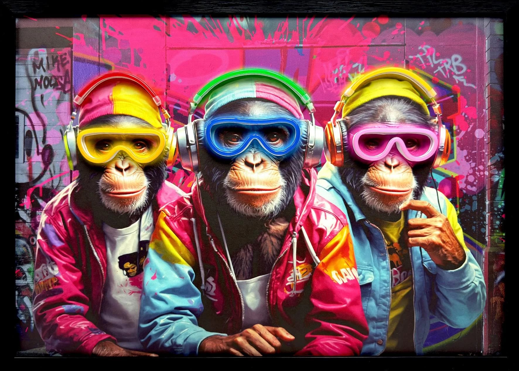Pro Art LED Wandbild MONKEY GANG II Bunt Gerahmt
