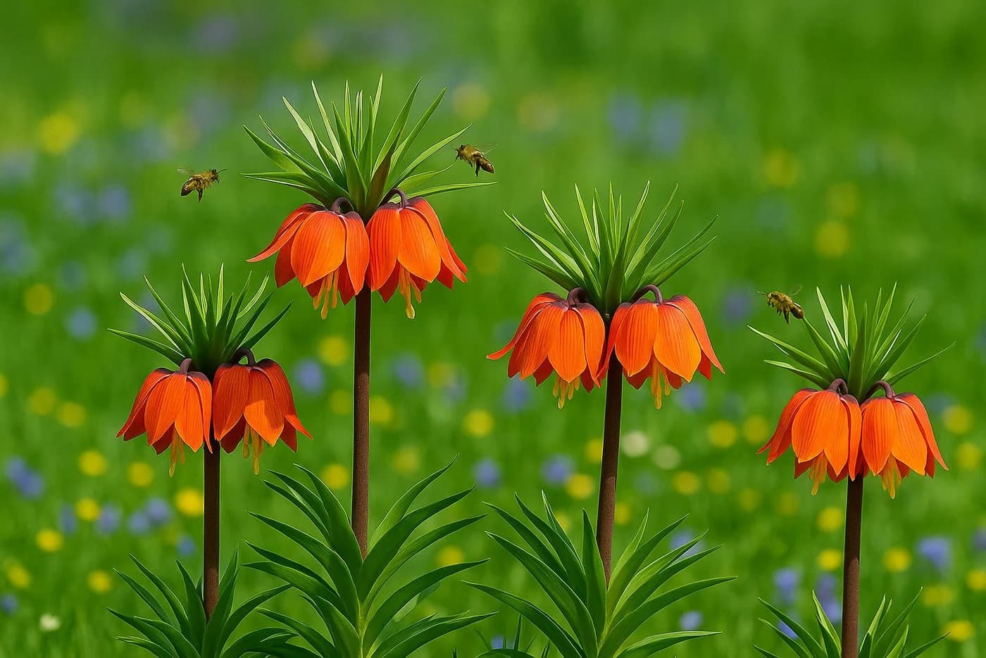 Exotenherz Kaiserkrone Fritillaria Rubra Blumenzwiebeln 5 Stk Rot