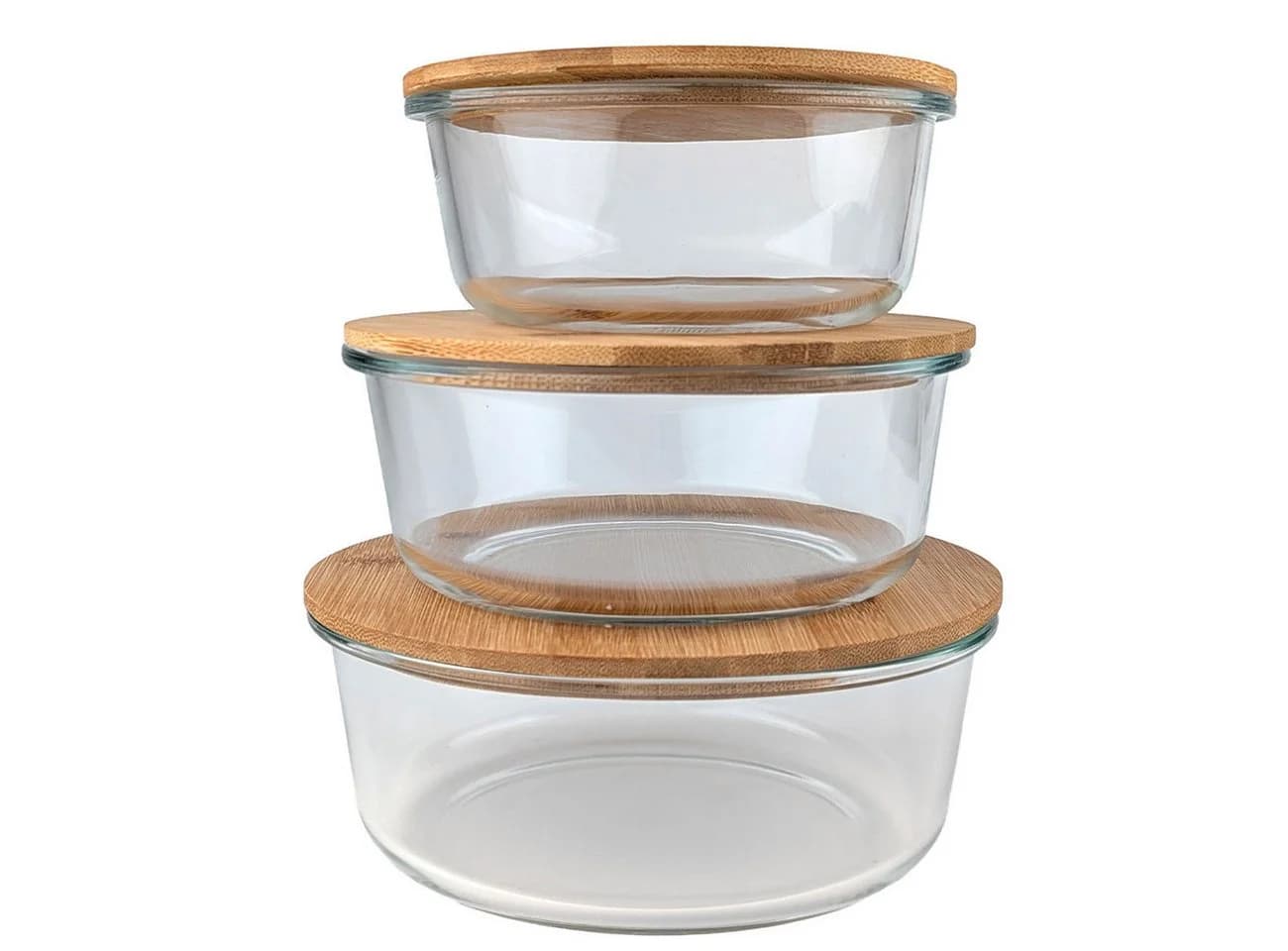 shop'n smile ideoon Vorratsdosen-Set Glas Bambus Deckel 3 Größen
