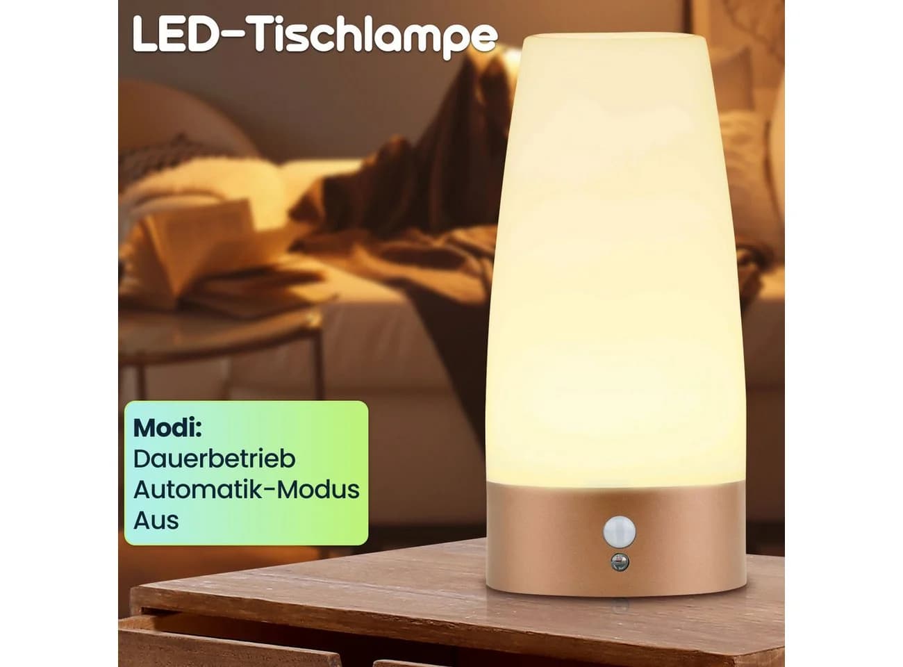 shop'n smile ideoon LED Nachttischlampe mit Bewegungsmelder, kabellos, warmweiß