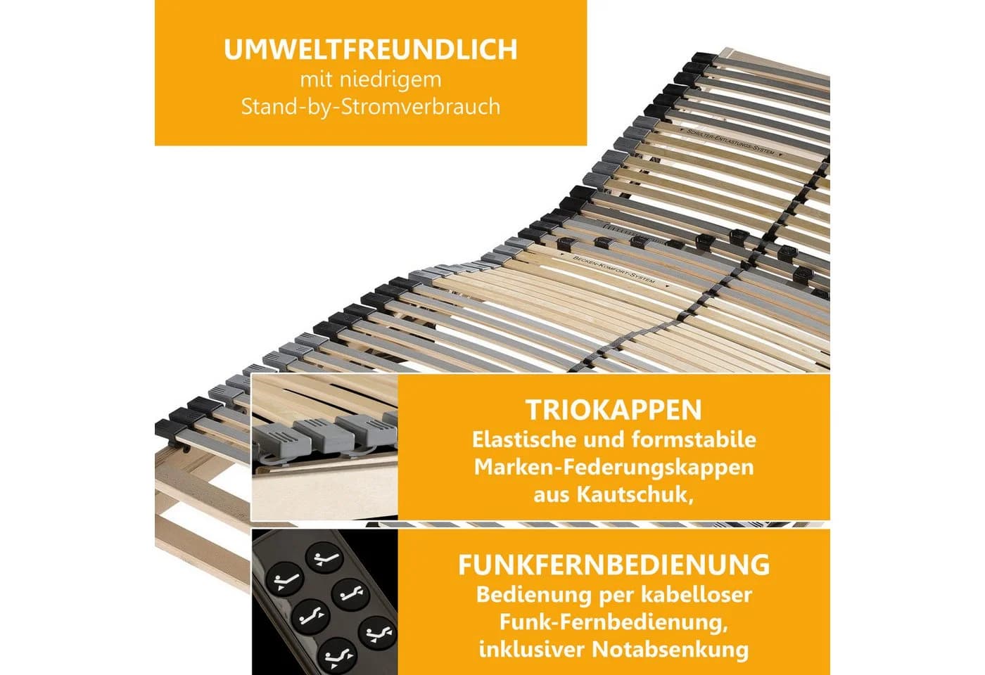 BeCo Lattenrost Flex 42 Motor Funk mit Funk-Fernbedienung