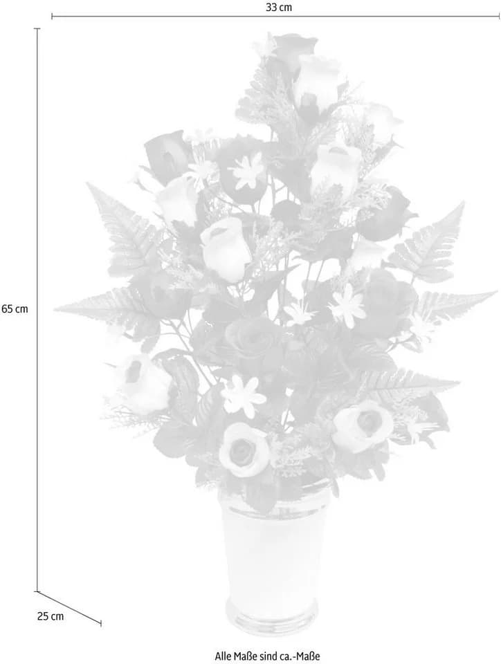 I.GE.A. Kunstpflanze Rosen Arrangement Rot/Weiß mit Keramikvase