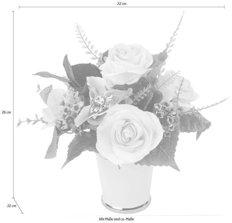 I.GE.A. Kunstpflanze Rosen/Blüten Vintage Rosa im Topf