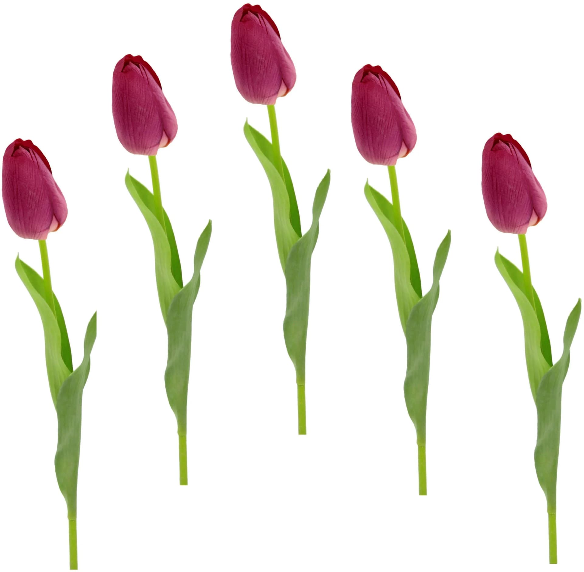 I.GE.A. Real Touch Tulpen 5er Set Dunkelrosa Kunstblumen