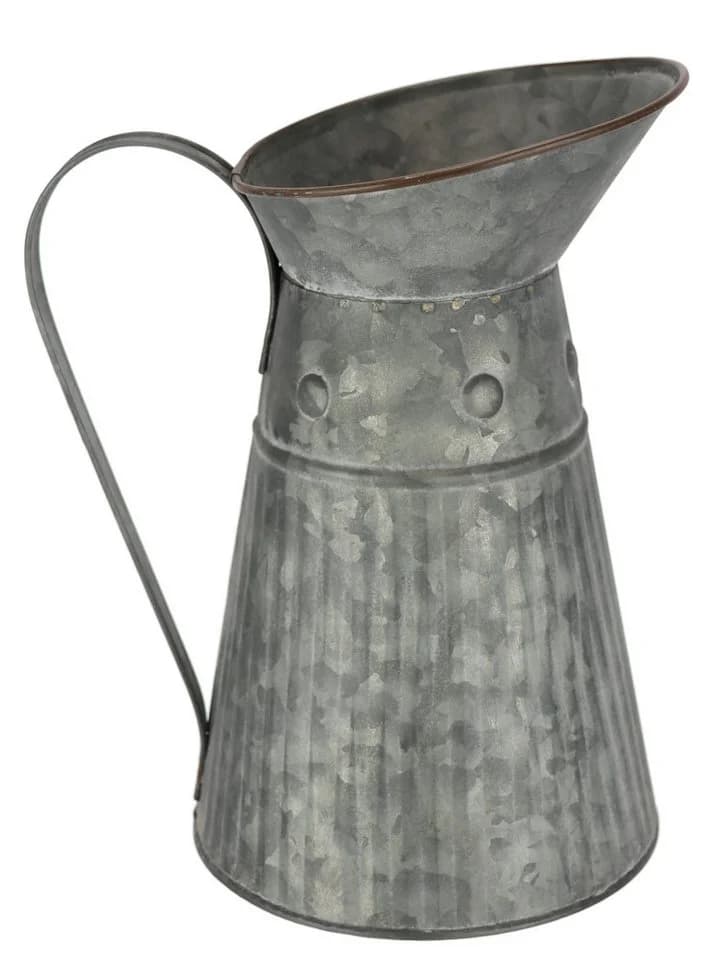 Dekovase I.GE.A. Metall-Krug Grau Vintage Schlaghammer-Optik