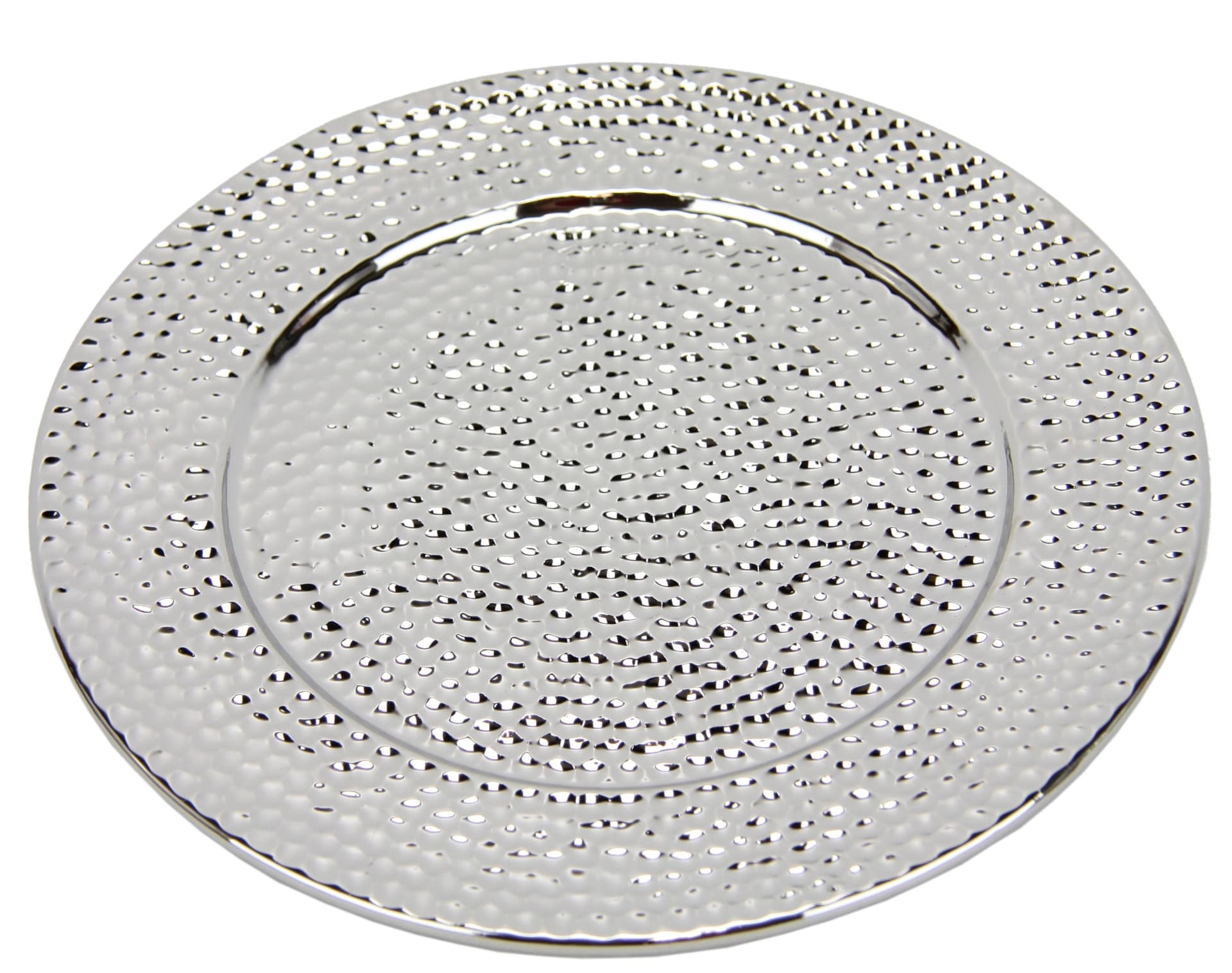 I.GE.A. Keramik-Schale Dekotablett Silber Schlaghammer-Optik
