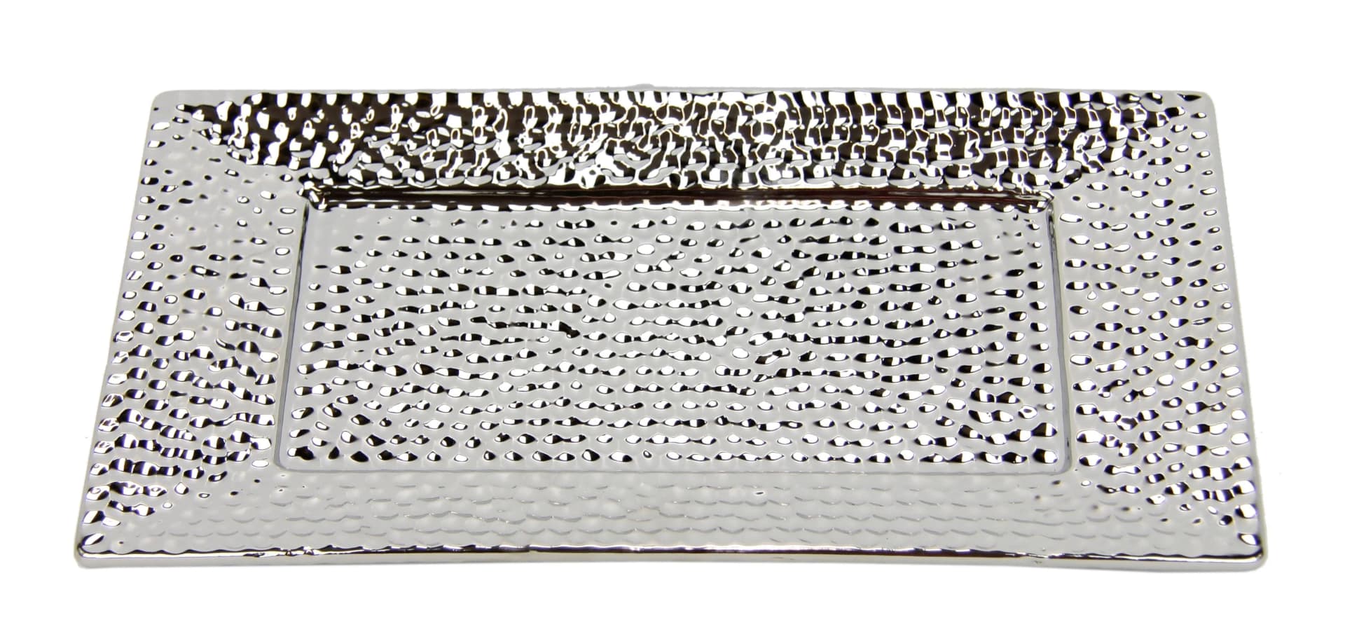 Elegantes Dekotablett aus Keramik in Silber