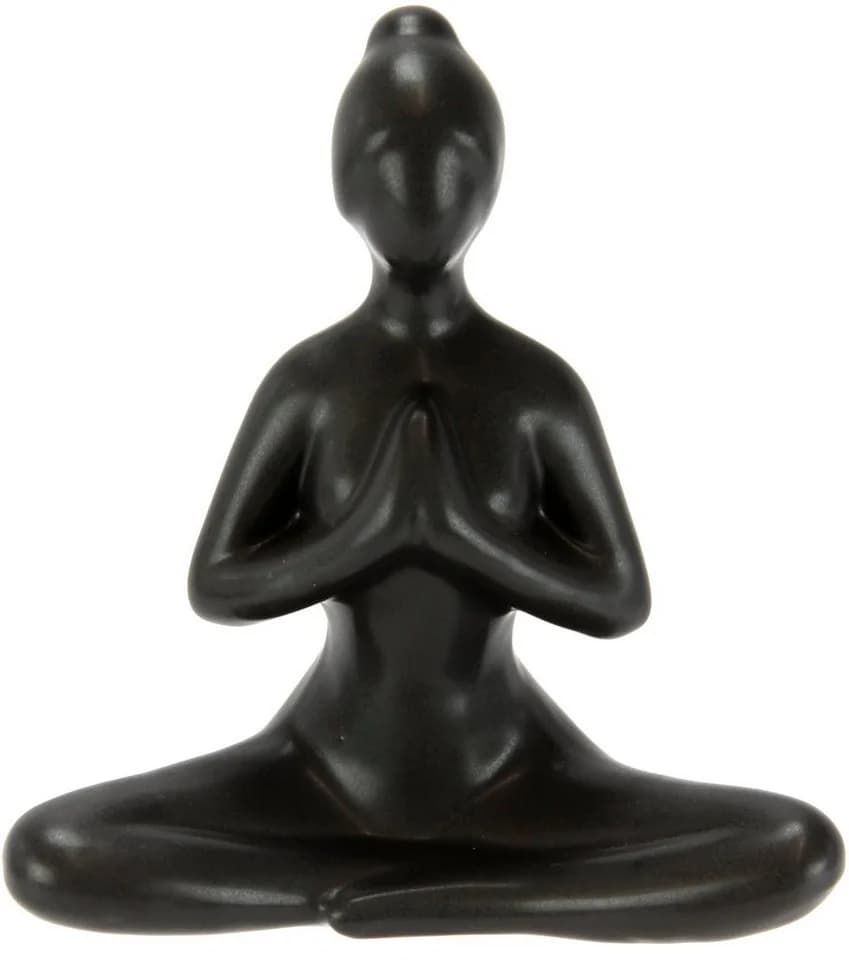 I.GE.A. Dekofigur Yoga-Frau Schwarz Keramik 2er Set