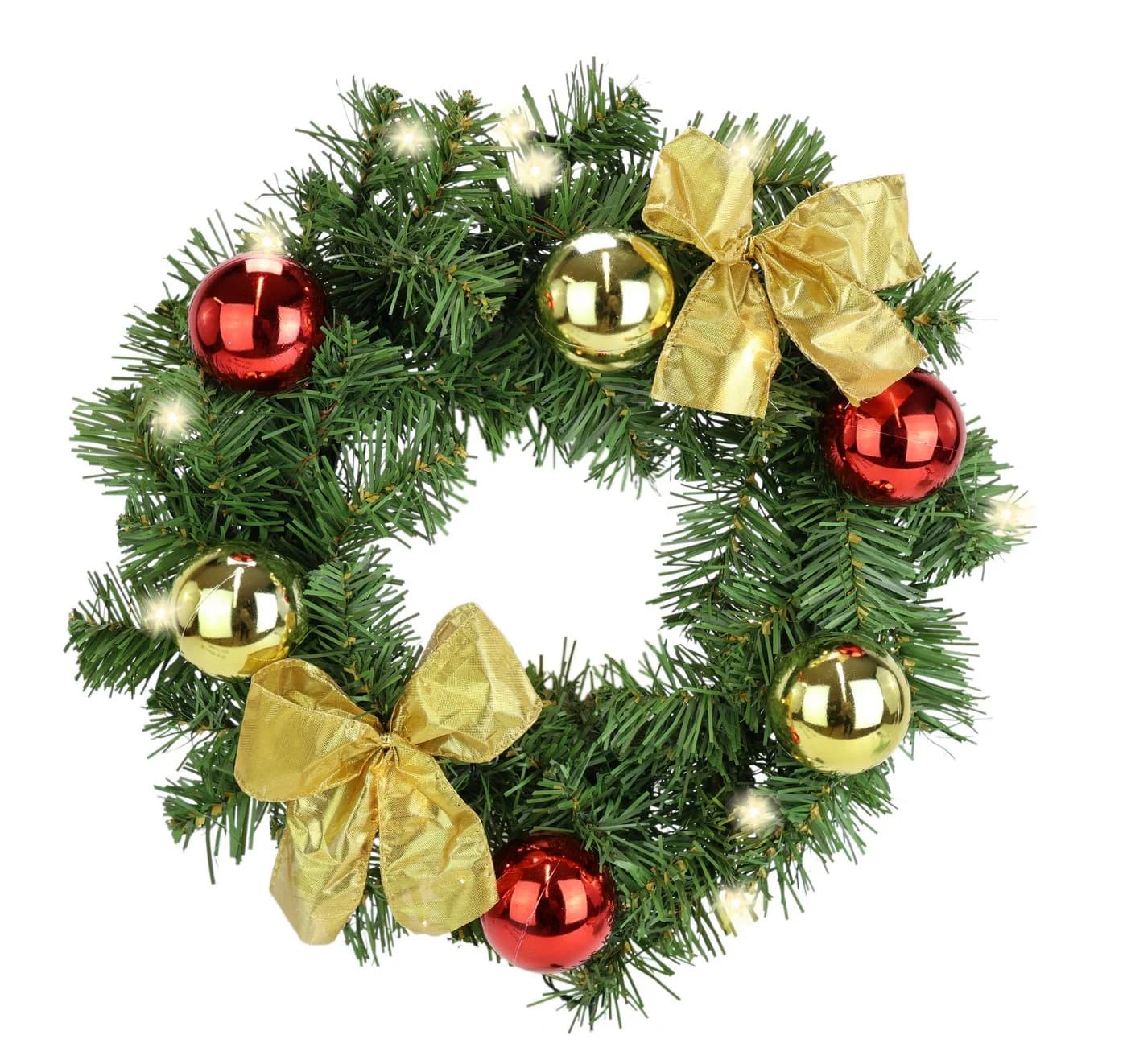 Kunstkranz I.GE.A. LED-Weihnachtskranz Rot/Gold 30 cm Kunststoff