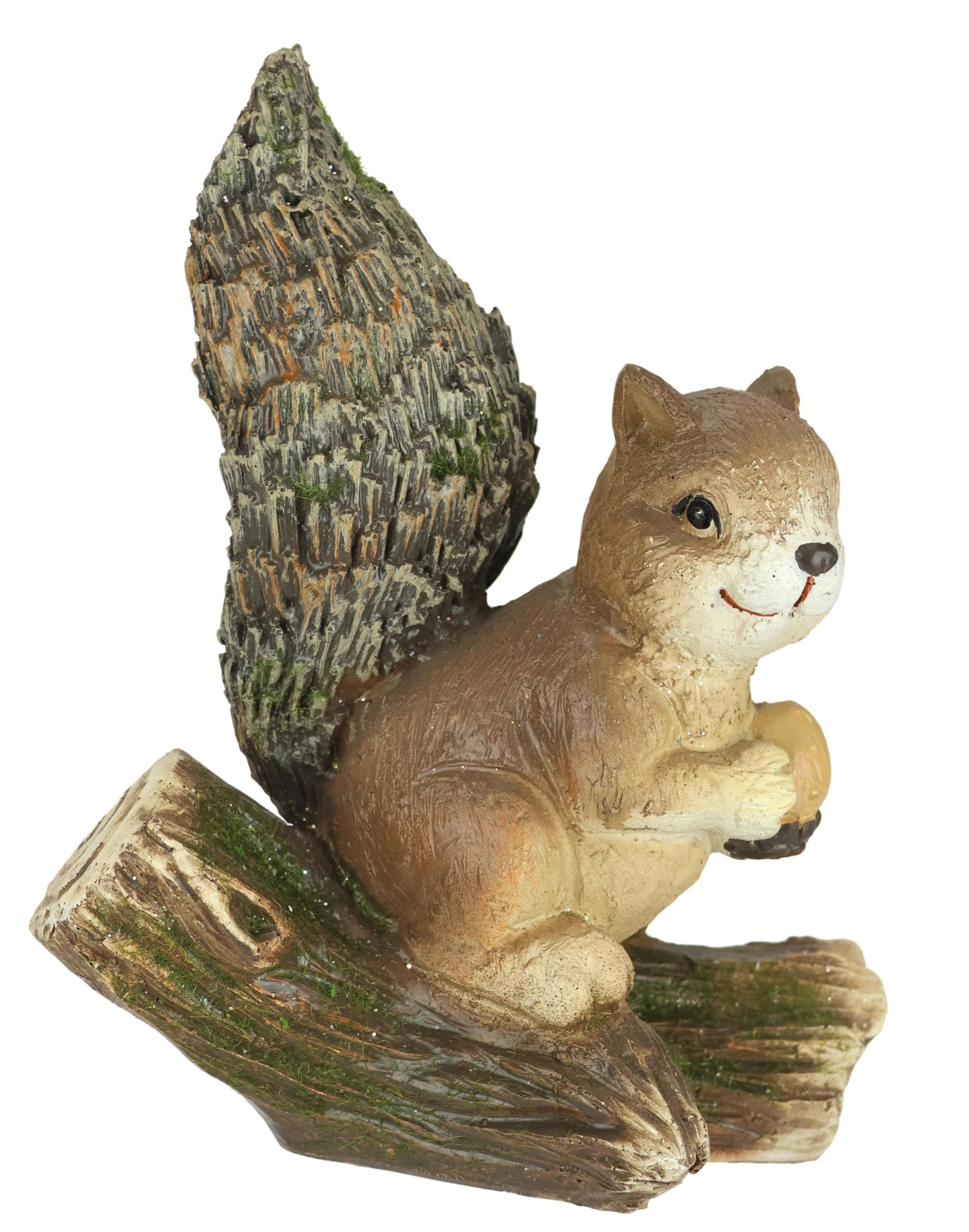 I.GE.A. Dekofigur Eichhörnchen auf Baumstamm Braun Polyresin