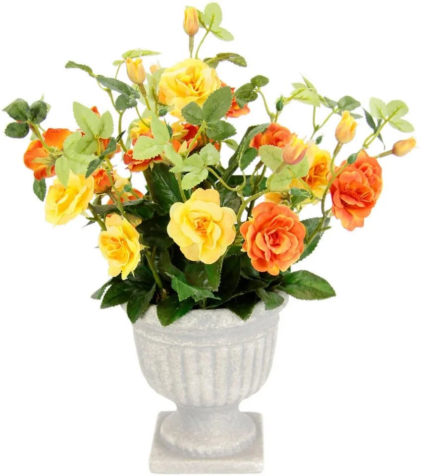 I.GE.A. Kunstblume Rosen im Pokal Landhaus-Stil Orange