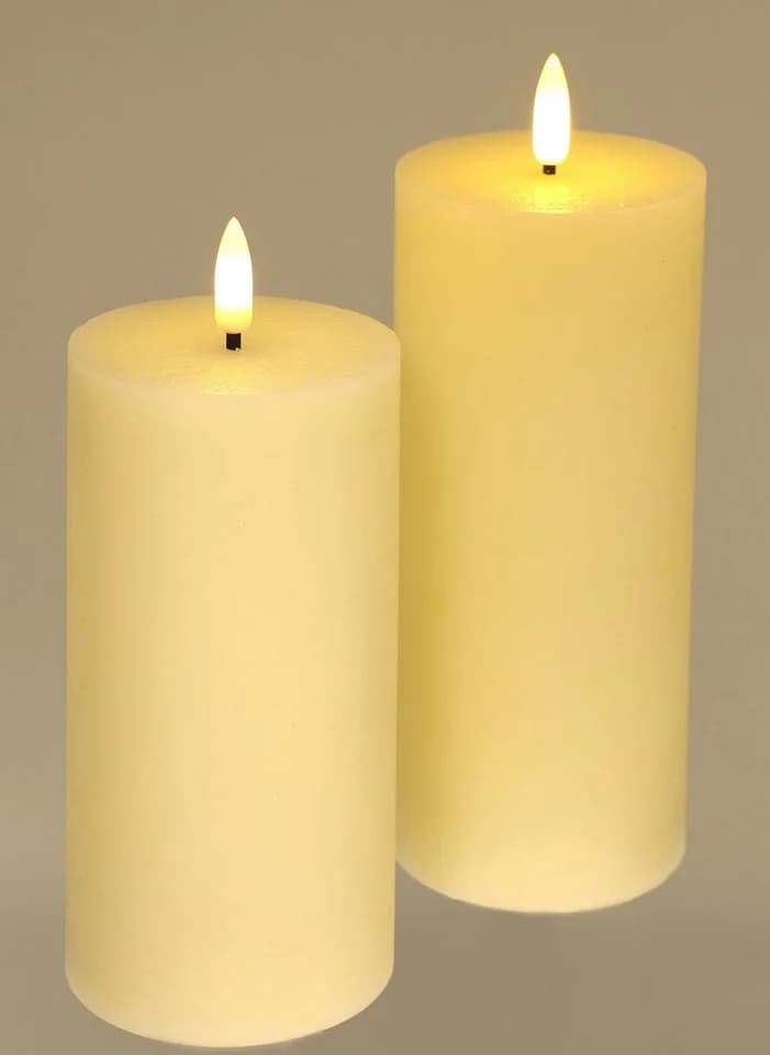 I.GE.A. LED Echtwachskerze 2er Set Creme mit Timer