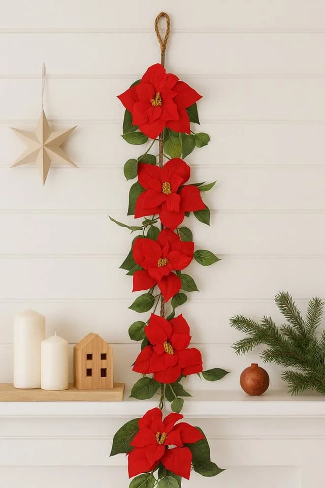 Kunstgirlande I.GE.A. Poinsettiaranke Rot Polyester