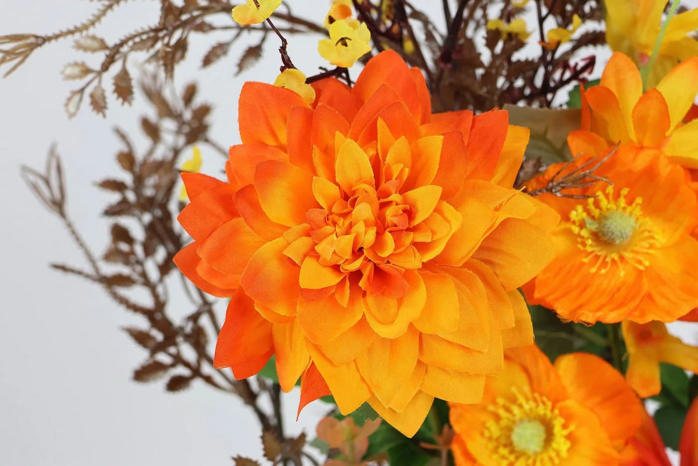 I.GE.A. Kunstblumenarrangement Dahlien Herbstdeko Orange/Rot