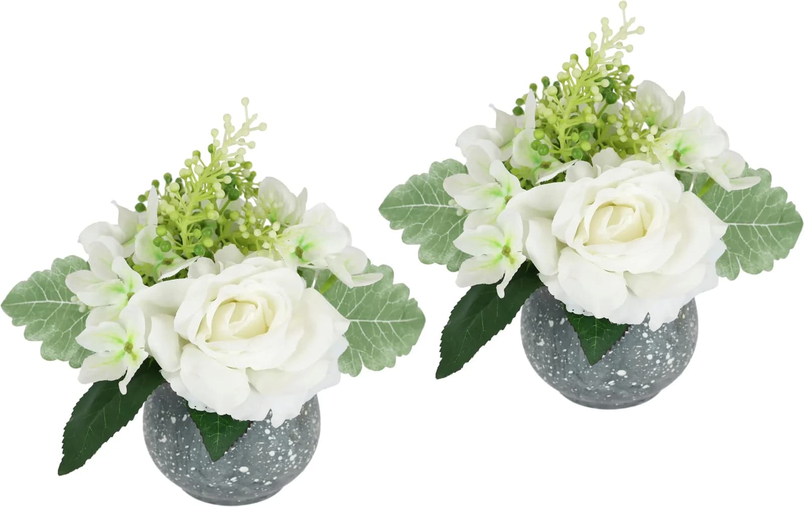 I.GE.A. Kunstblumen 2er Set Rose & Hortensie Weiß