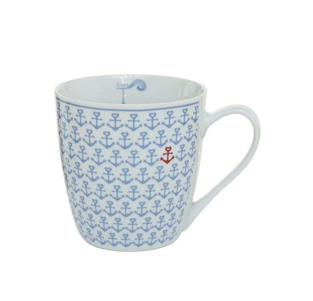 BOLTZE GRUPPE Jumbobecher 3er Set Anker Design Blau Grau Rot Weiß