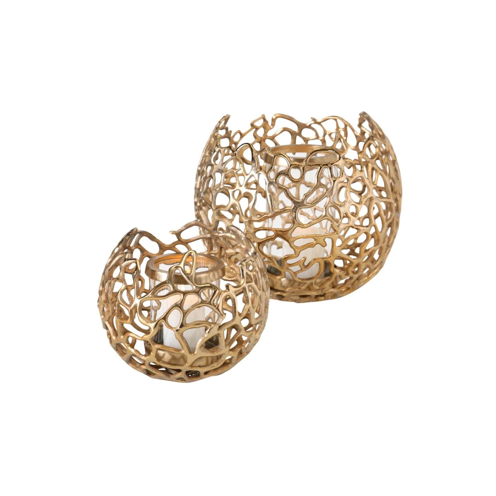 Boltze Windlicht Set Fidan 2-teilig Gold Klassischer Stil