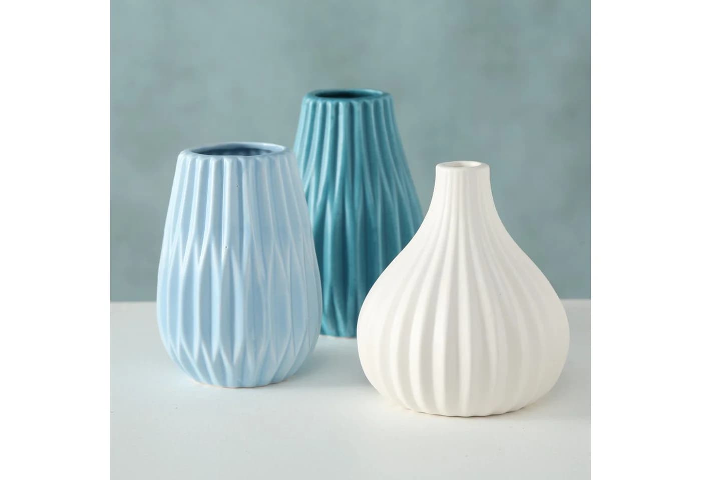 BOLTZE Blumenvasen-Set Wilma 3er-Set Blau-Weiß