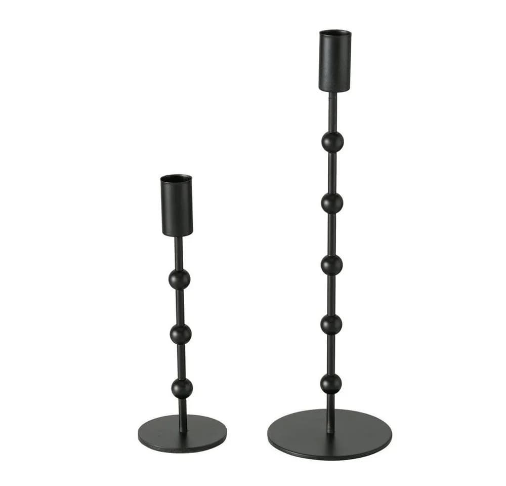 BOLTZE Kerzenleuchter Kimberly, 2er Set, Metall, Schwarz Matt