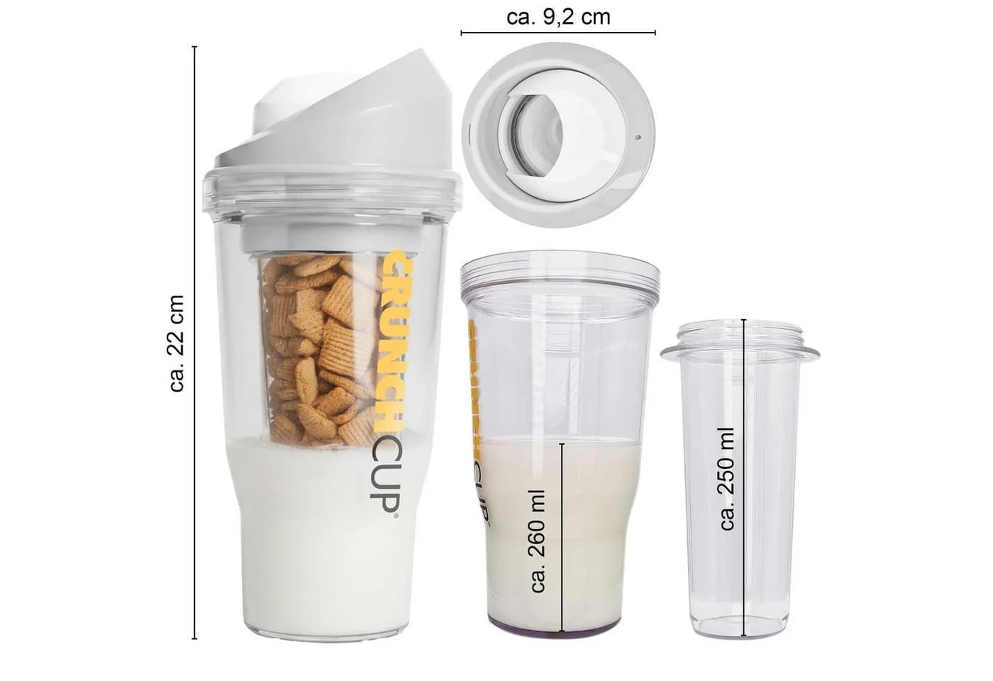 STONELINE CrunchCup® Müslischüssel Weiß Zwei-Kammer-System