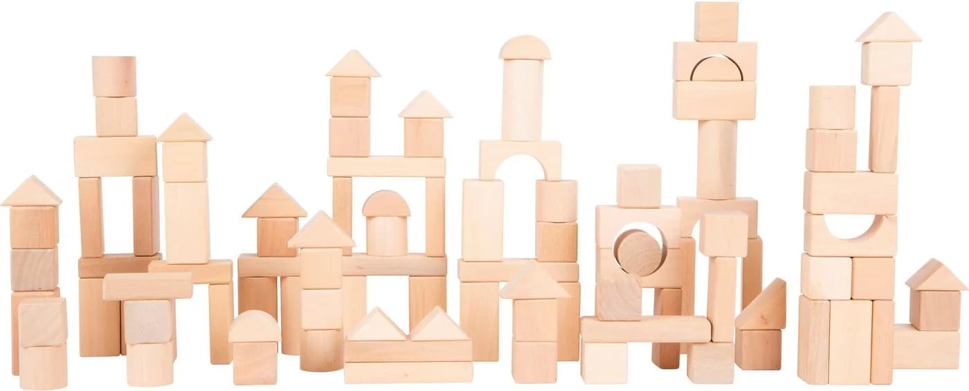 Small Foot Holzbausteine Set 100-tlg. Natur Beige mit Leinenbeutel