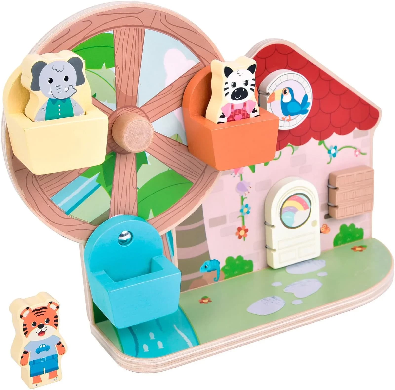 Small Foot Motorikspielzeug Riesenrad Jungle Friends aus Holz, FSC®