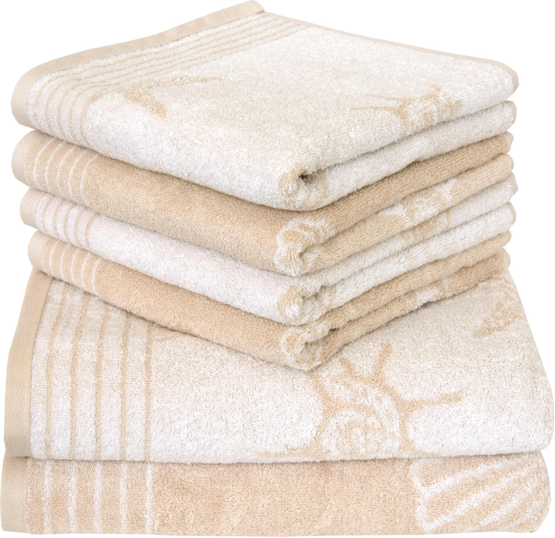DYCKHOFF Handtuch Set Seashell Beige 6-tlg. Walkfrottee