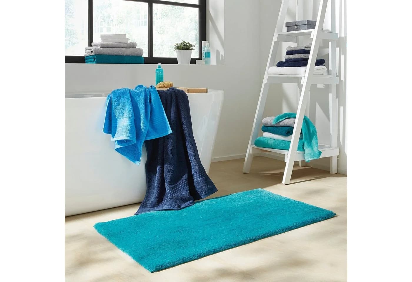 DYCKHOFF Handtuch Siena Azurblau Frottier 100% Baumwolle mit Bordüre