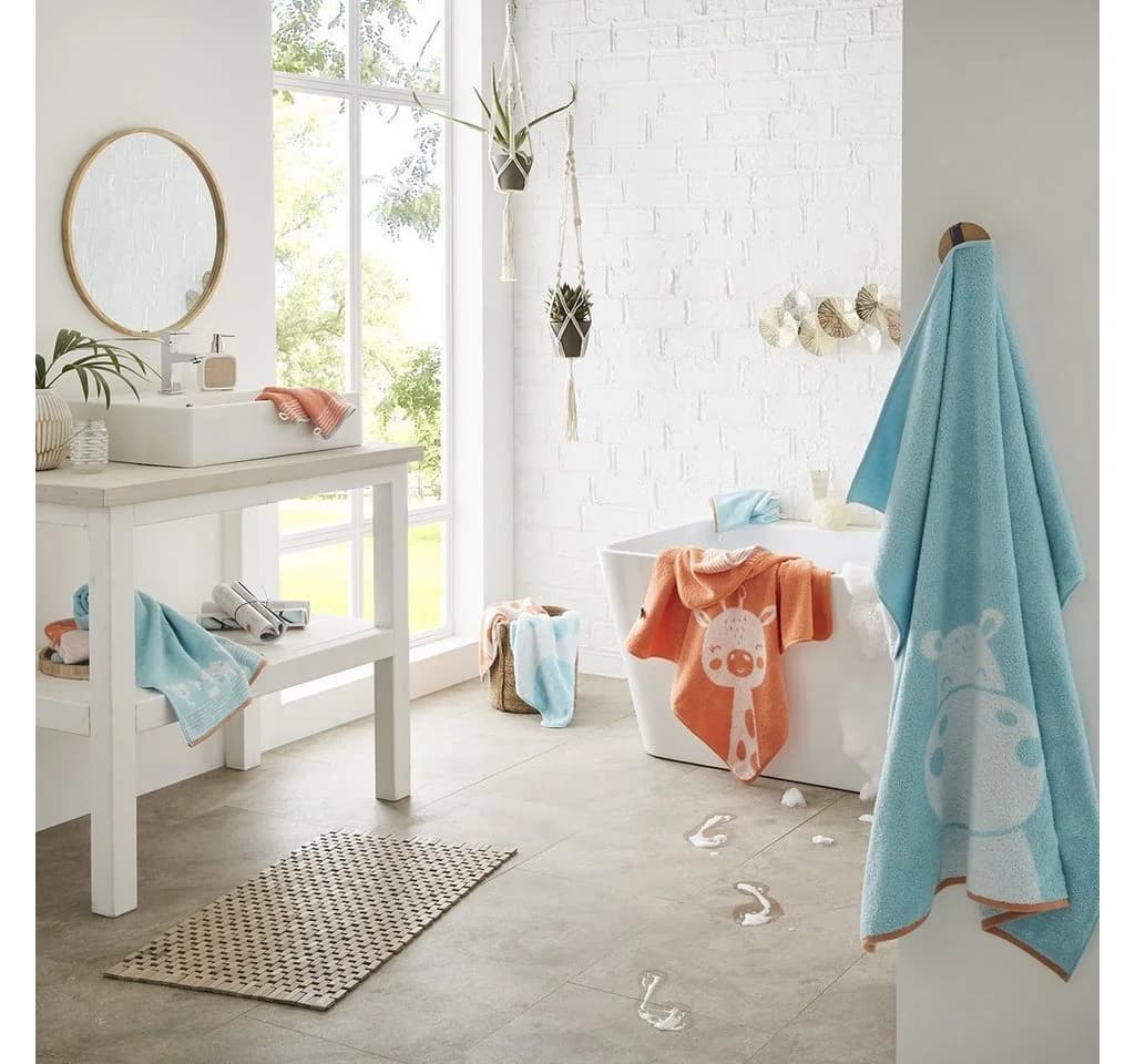 Dyckhoff Kinderbadetuch 'Bear' Mint-Blau 100x100 cm