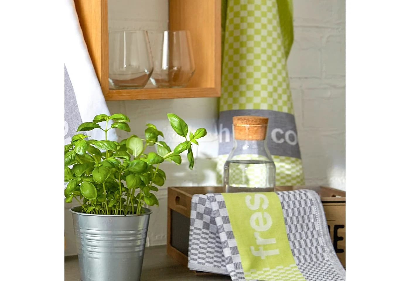 DYCKHOFF Geschirrtuch Fresh & Cool 100% Baumwolle Grün/Grau