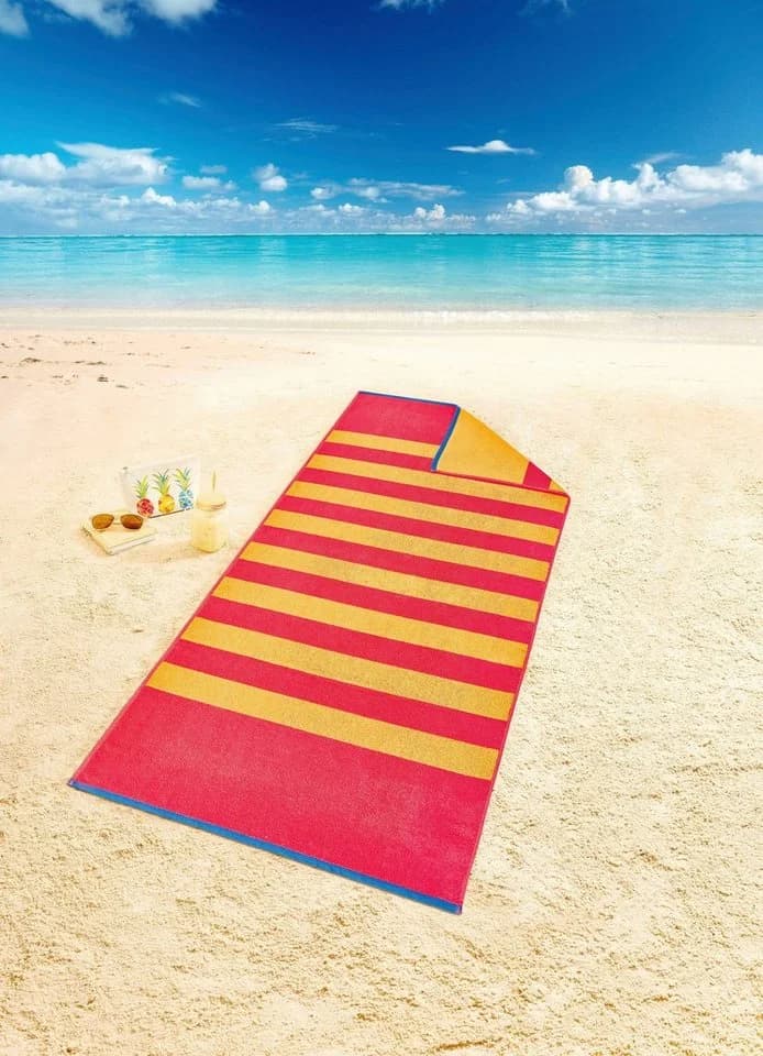 DYCKHOFF Strandtuch Stripes Rot 100% Baumwolle