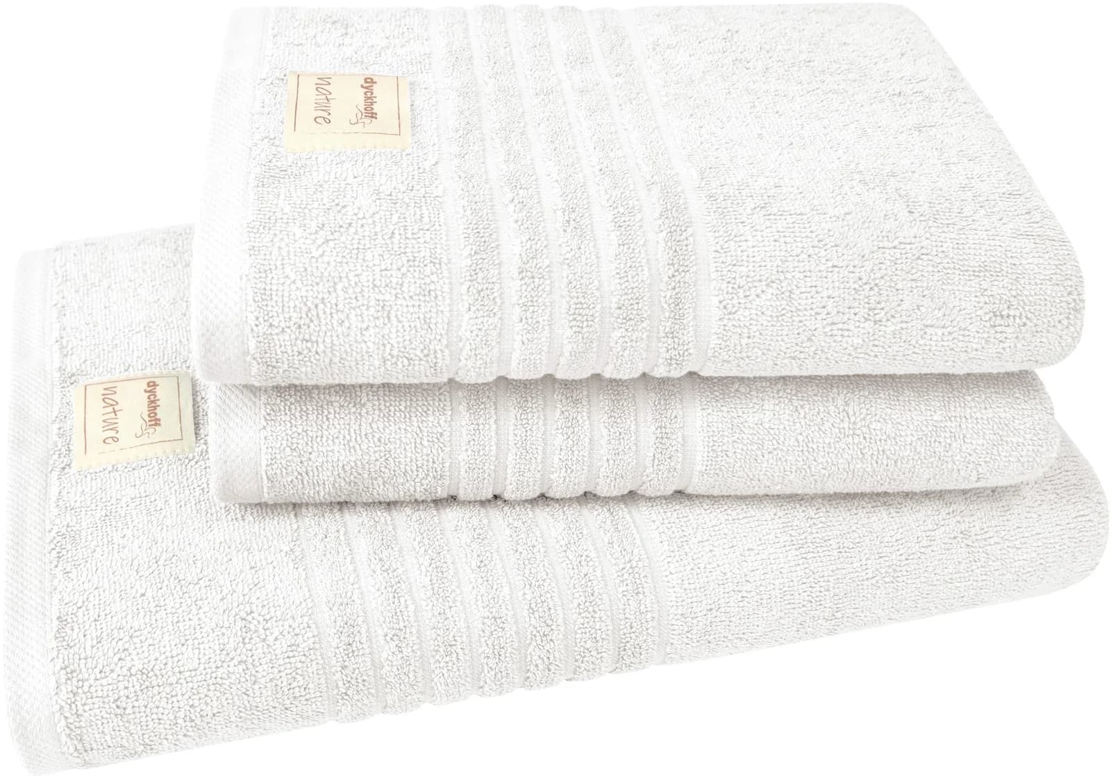 DYCKHOFF Handtuch Set Nature 3-tlg. Weiß Frottier Bio-Baumwolle