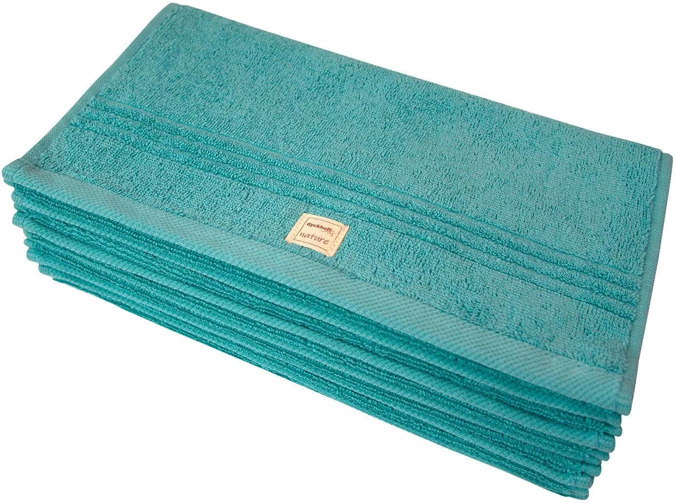 DYCKHOFF Gästehandtücher Nature 6-tlg. Ozeanblau Bio-Baumwolle