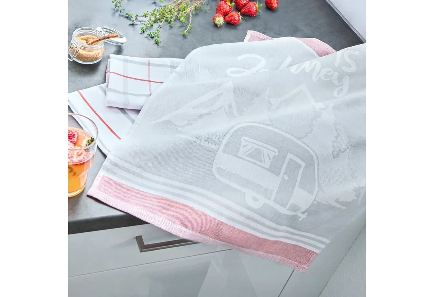 Dyckhoff Geschirrtuch Journey 3-tlg. Orange 100% Baumwolle