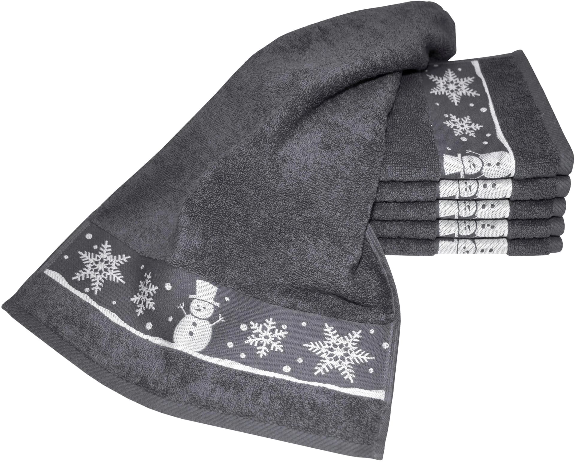 DYCKHOFF Gästehandtücher Schneemann Grau 6-tlg. Frottier