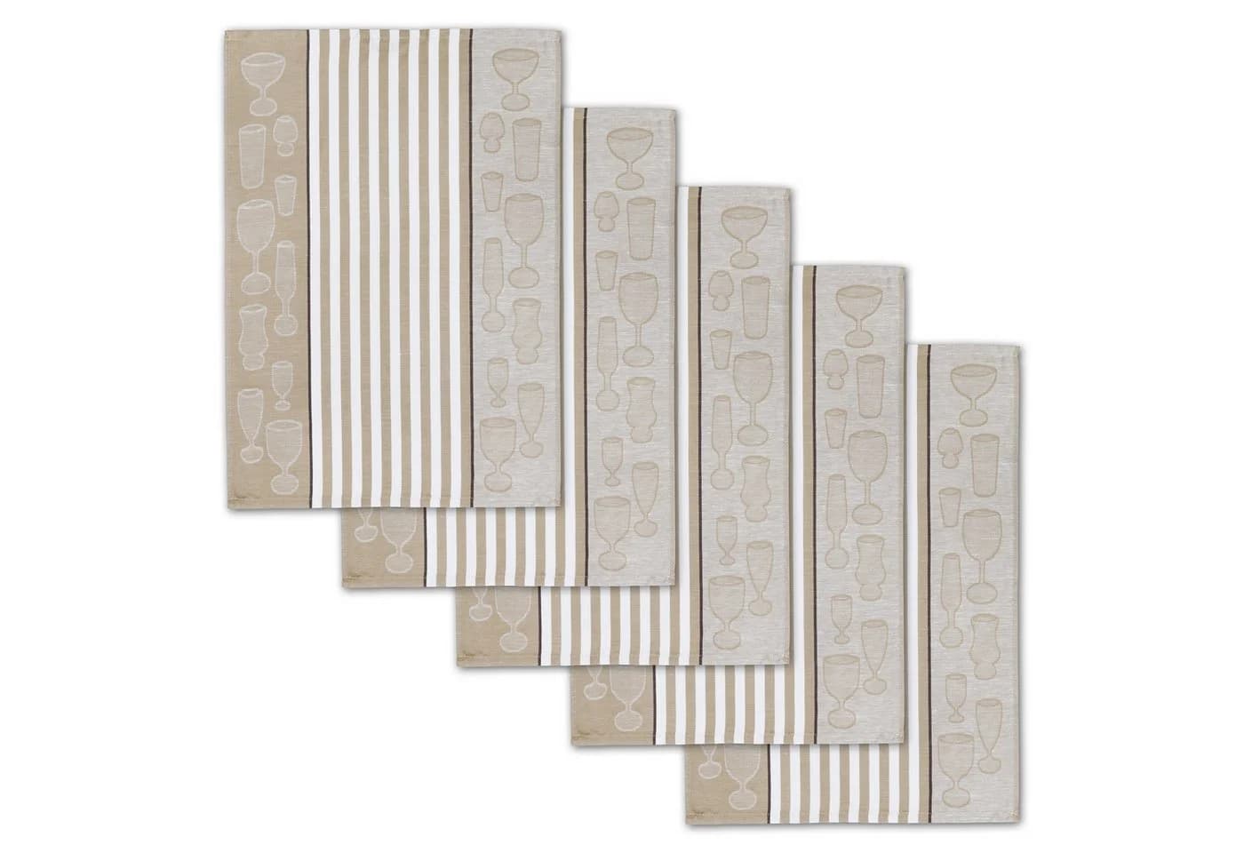 Dyckhoff Geschirrtuch Halbleinen Beige Gläser Streifen