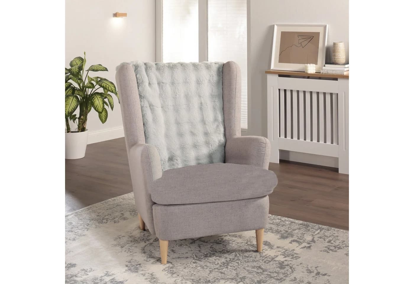 Delindo Lifestyle Sesselschoner Kuscheliger Webpelz Grau