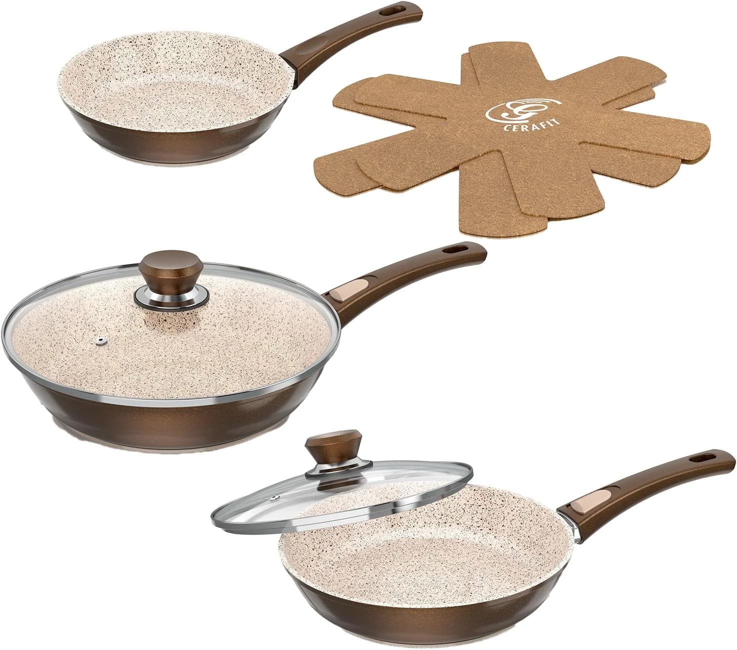 Grand-Edition Pfannen-Set, Braun, Keramik, Granit, Ø 28 cm