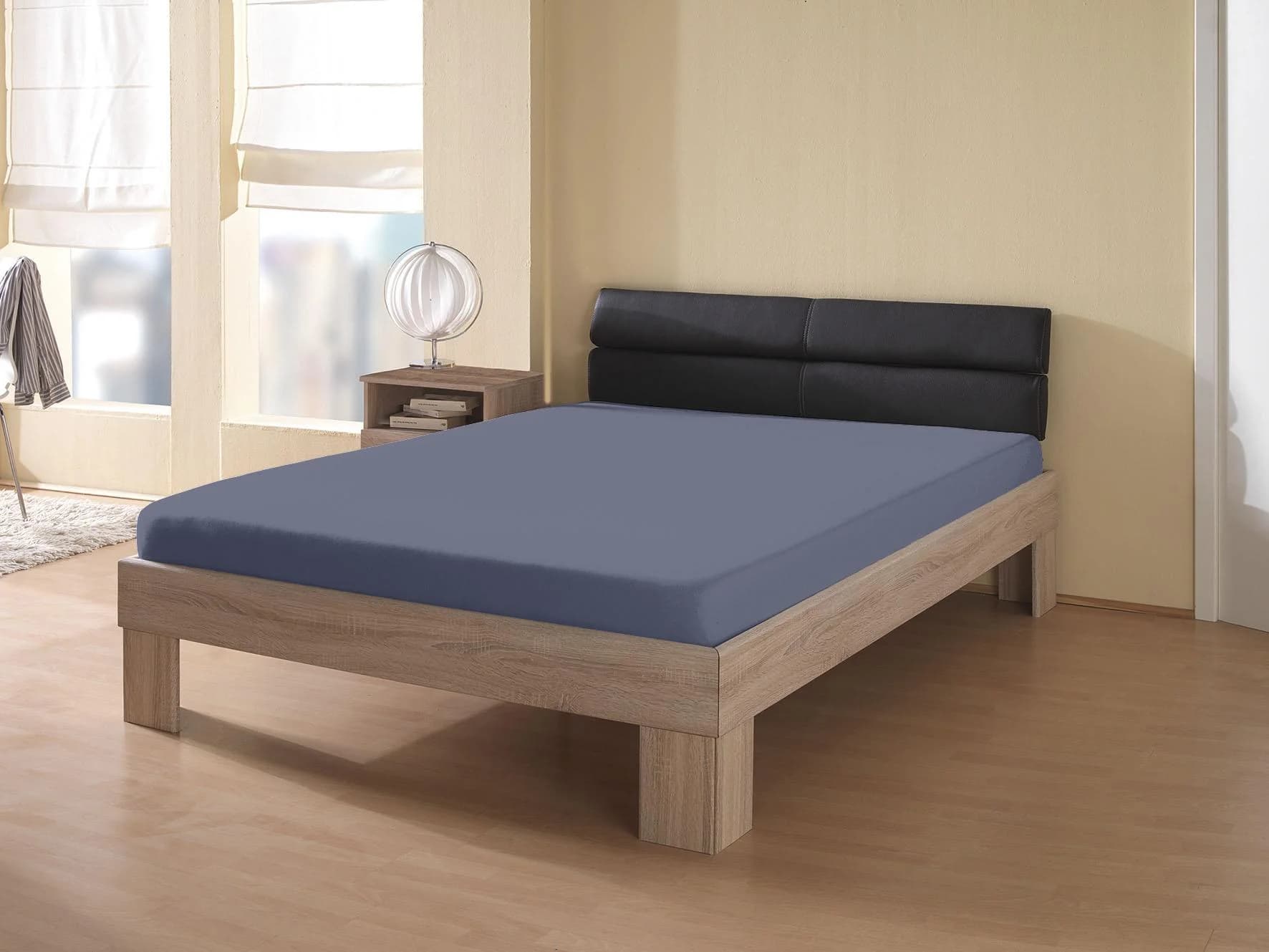 KUM Frottee-Stretch Spannbetttuch Stahlblau 200cm