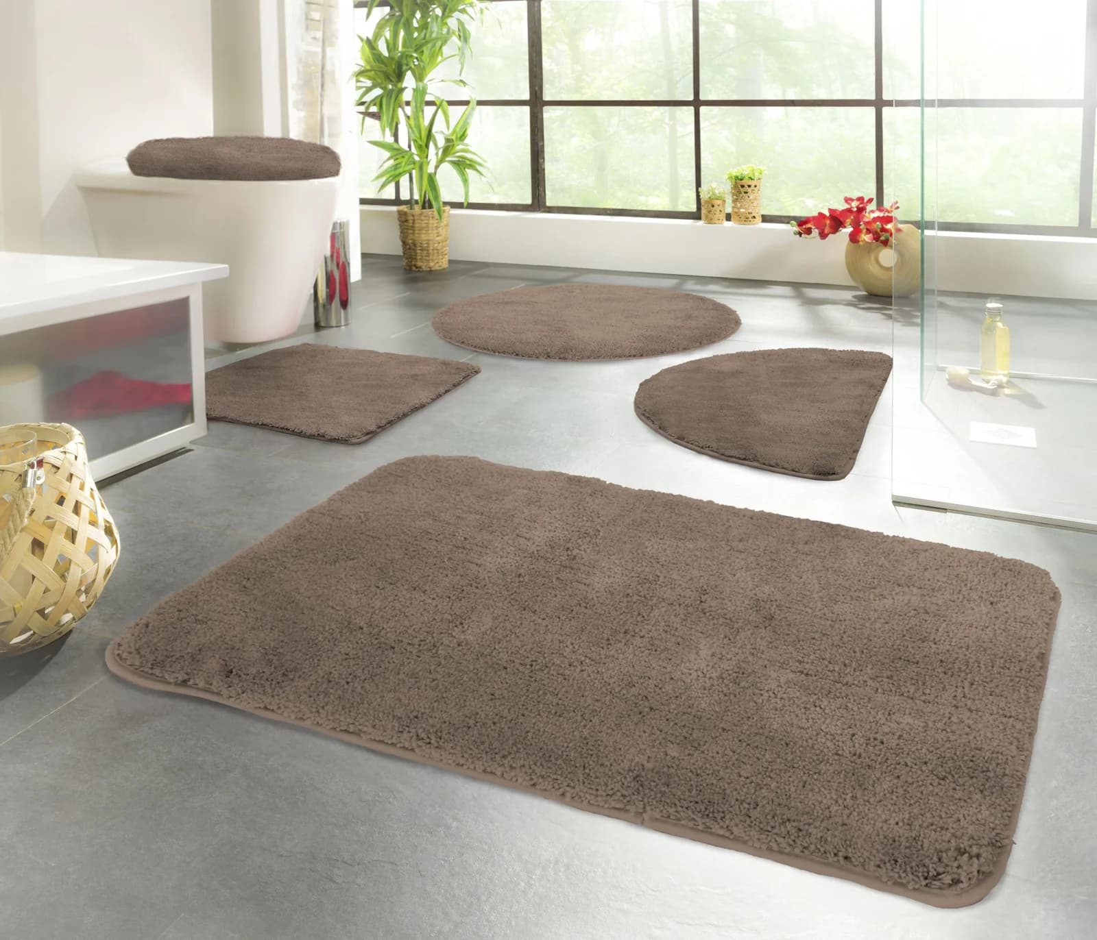 KINZLER Badematte Chaozhou 2er-Set Braun Polyester