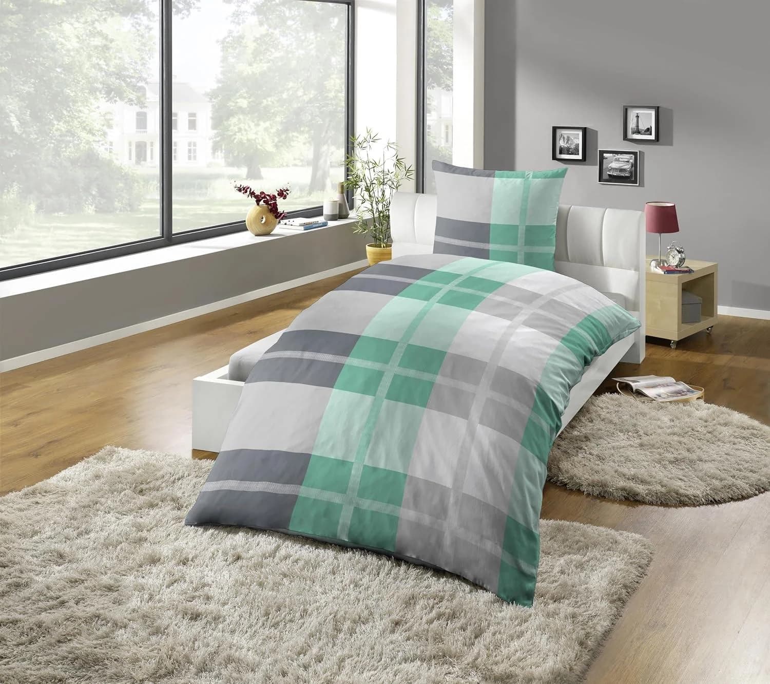 KINZLER Bettwäsche Polycotton Flanell Mint 2-tlg. Bettbezug 155x220 cm