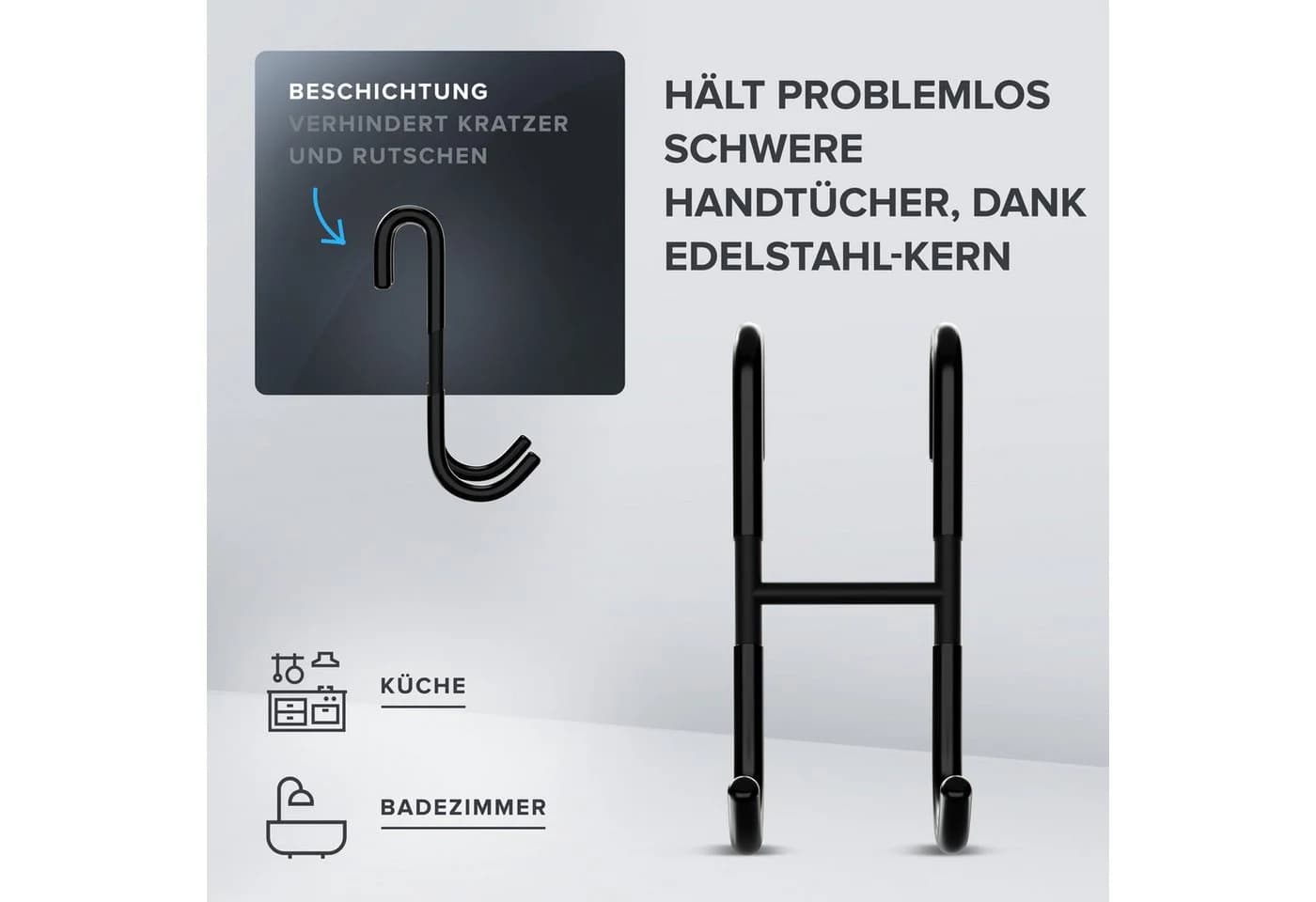 ovimar Handtuchhaken Donna 2er Pack Schwarz Edelstahl
