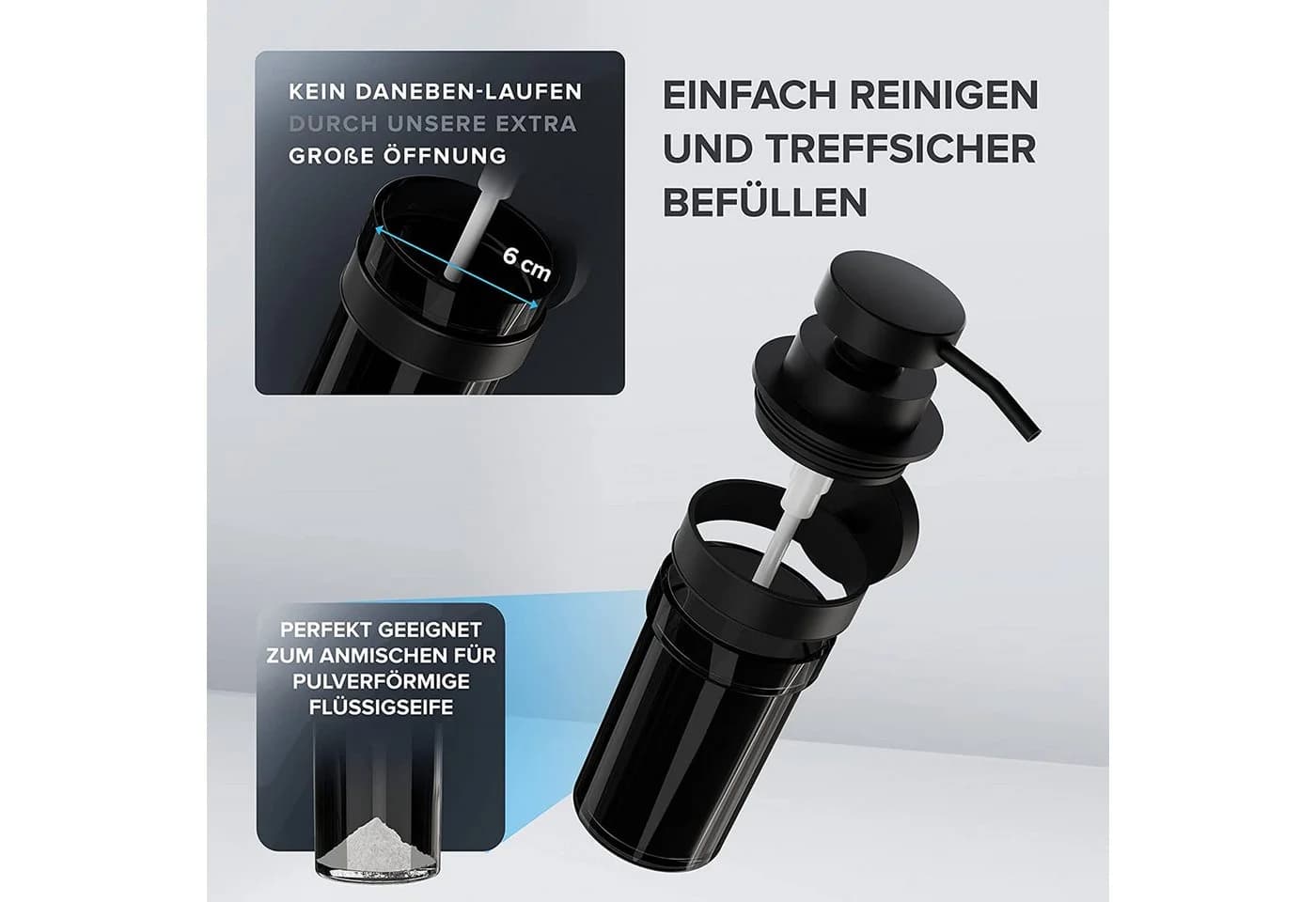 Ovimar Seifenspender Lokta: Edelstahl Schwarz zum Bohren