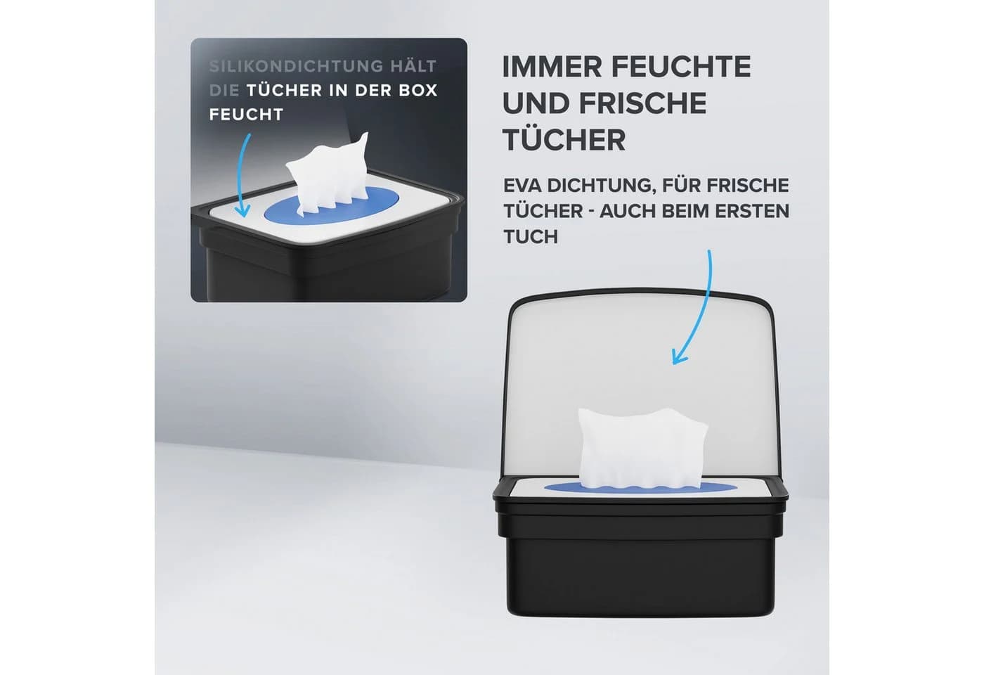 ovimar Feuchttücherbox Edelstahl Schwarz Wandmontage