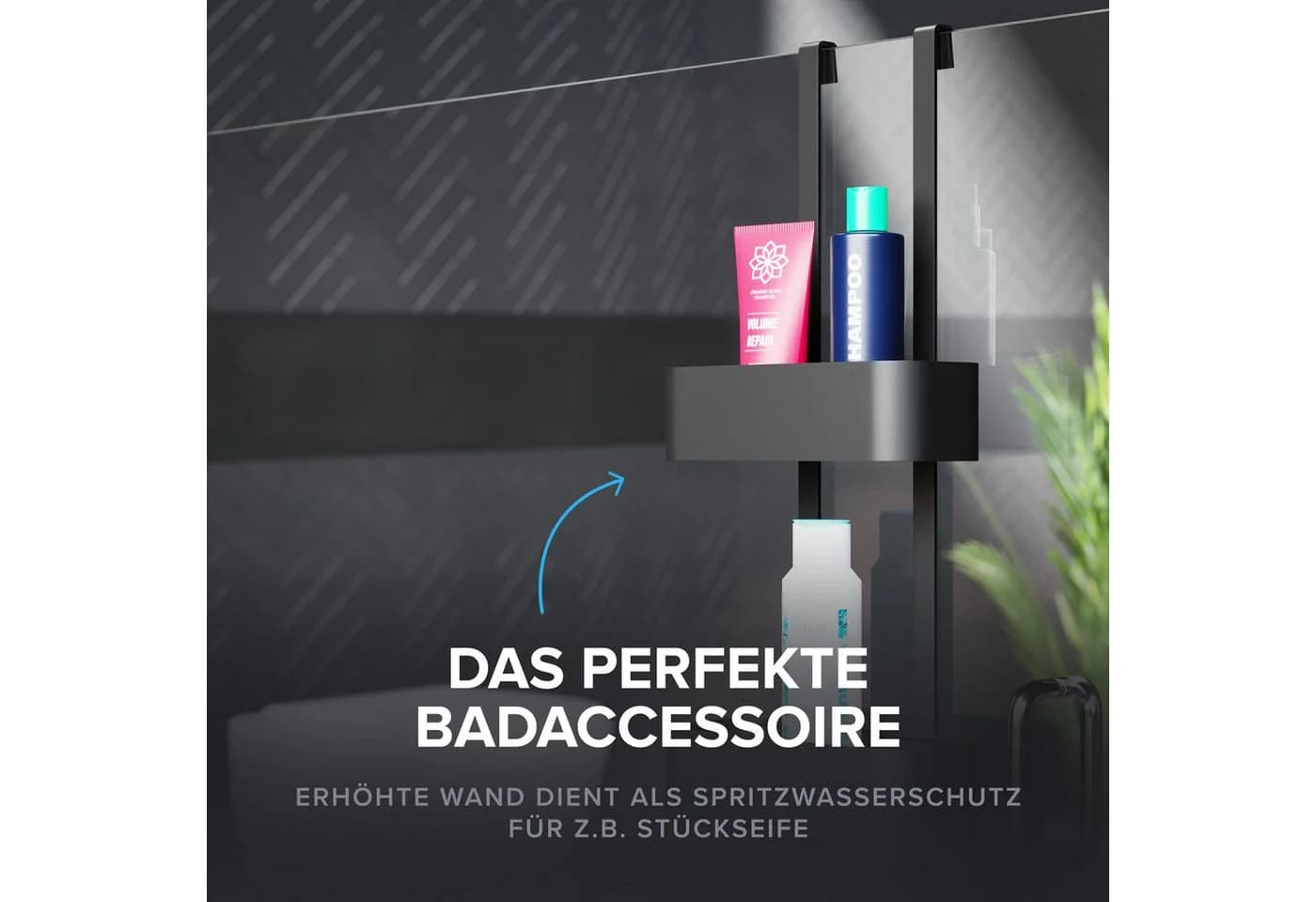 ovimar Duschregal Bleikoya 1-tlg. Edelstahl Schwarz zum Aufhängen