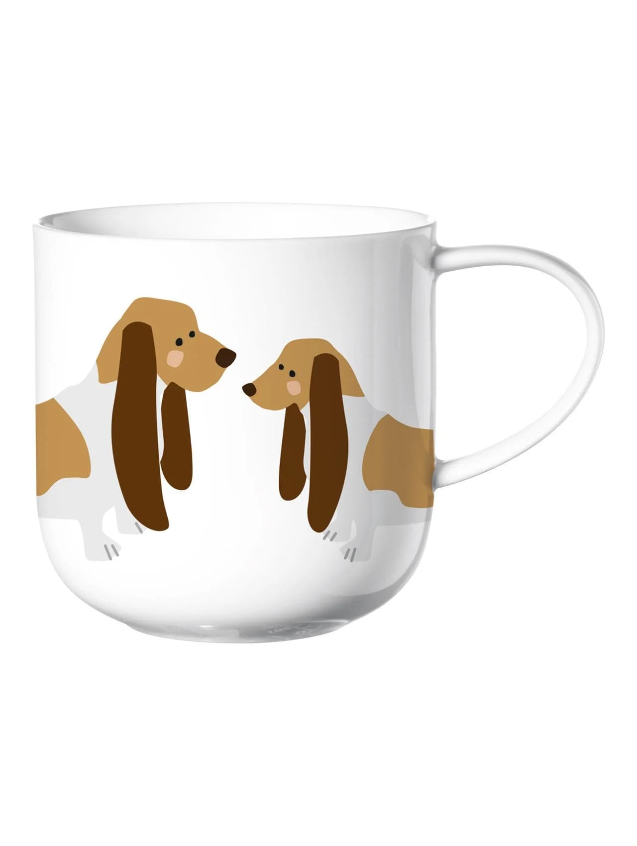 Henkelbecher COPPA Basset Hund Weiß Bone China