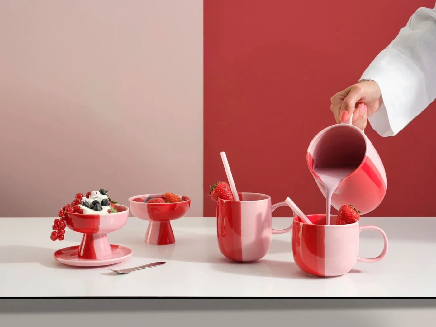 ASA SELECTION Schale auf Fuß Joy Strawberry Smoothie 11cm Porzellan