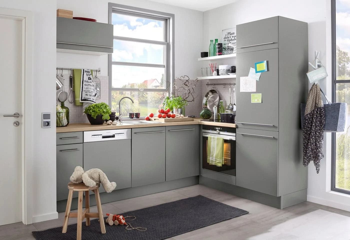 OPTIFIT Spülenschrank Bern Grau 50cm mit höhenverstellbaren Füßen