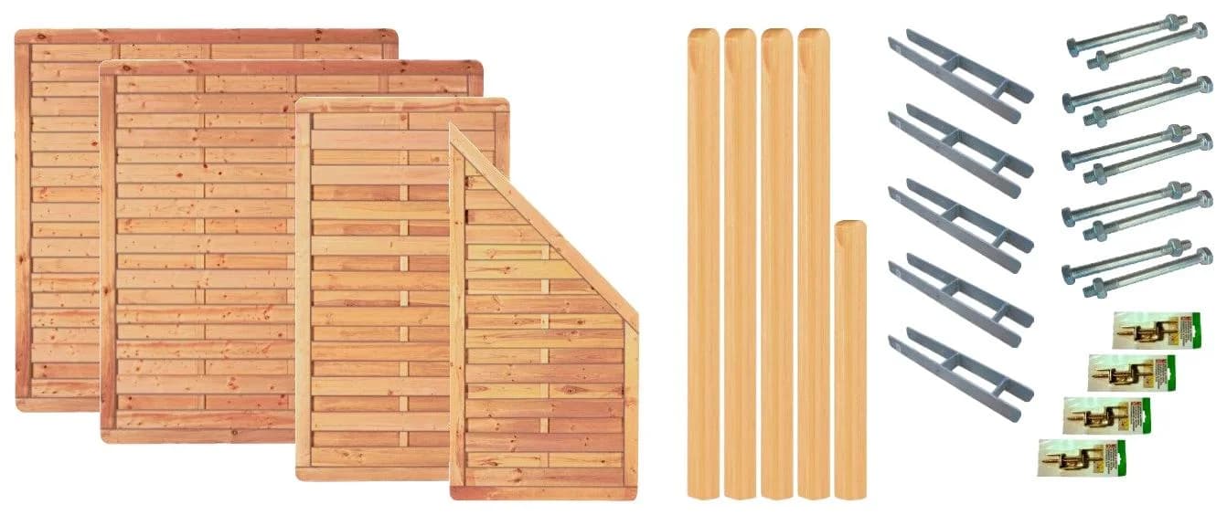 Dichtzaun TETZNER & JENTZSCH Atlanta 1 Grün/Braun Massivholz Stahl 180 cm